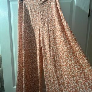 SHEIN Orange Floral Wide Leg Pants